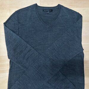 Merino Wool Blend Grey V-Neck Sweater | John Varvatos